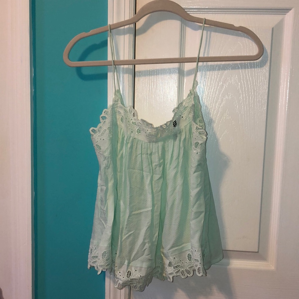 Mint green flowy tank top